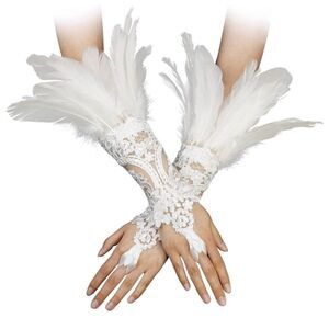 NEW White Lace Gloves Elegant Long Satin Bridal Banquet Prom Formal Dress
